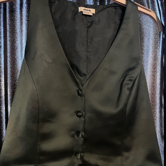 Jason Wu Tops - Jason Wu Emerald Satin Button-Front Vest